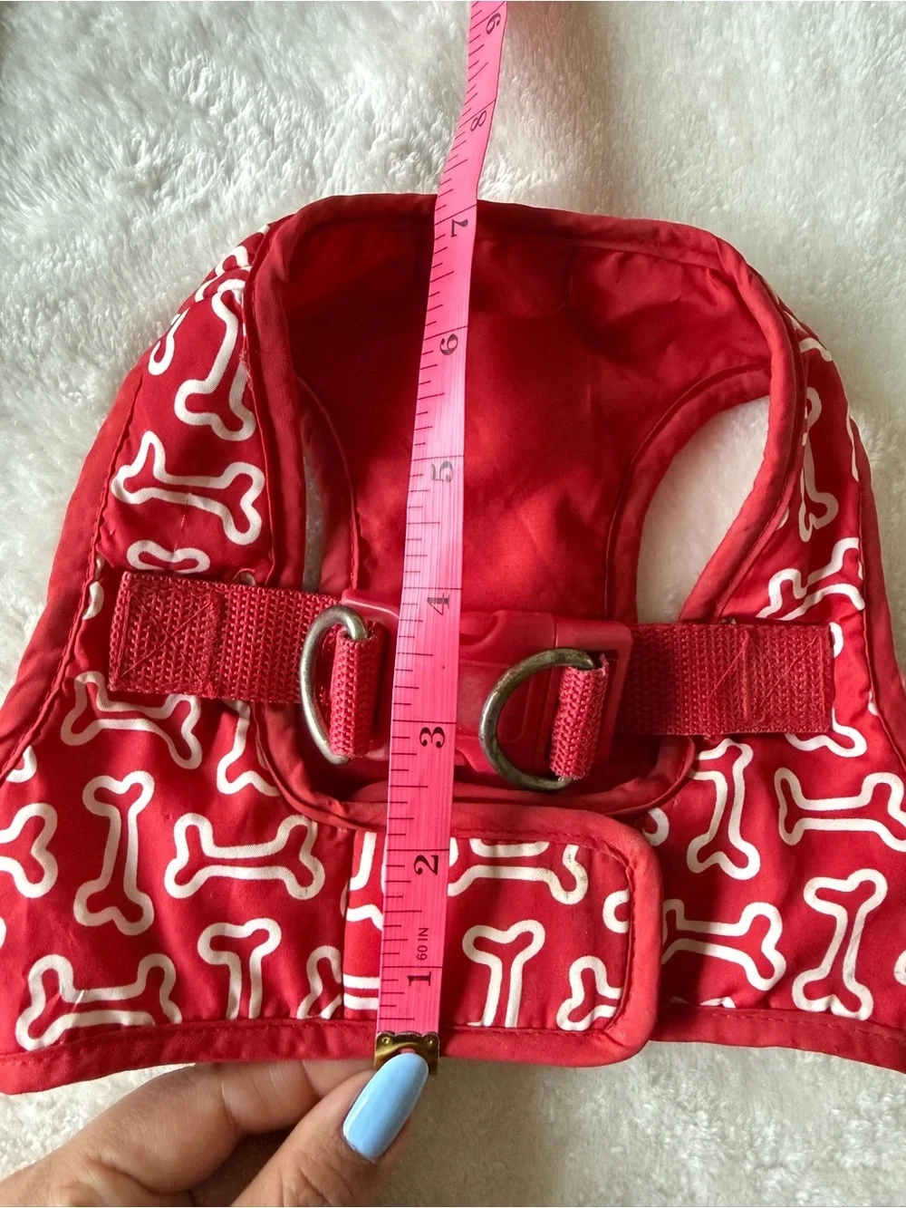 Simplydog white bone & red dog harness quick-release buckle metal D-rings M